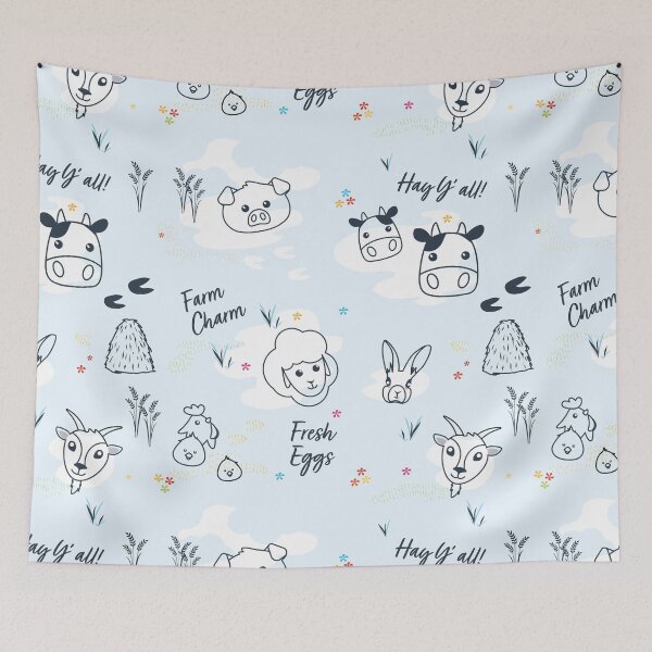 Item preview, Farm Animal faces outlined  designed and sold by Melissa Dekker.