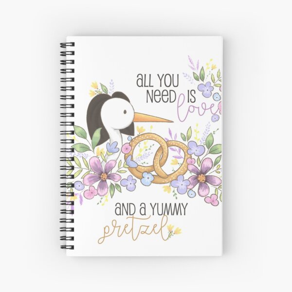 All you need is love and a yummy pretzel Spiral Notebook