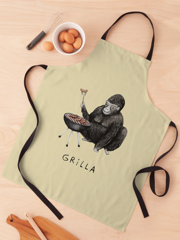 Gorilla Apron, Gorilla Aprons With Pockets, Animal Cooking Baking Apron for  Women, Men, Kitchen Chef Gifts, Hostess Gift Ideas 