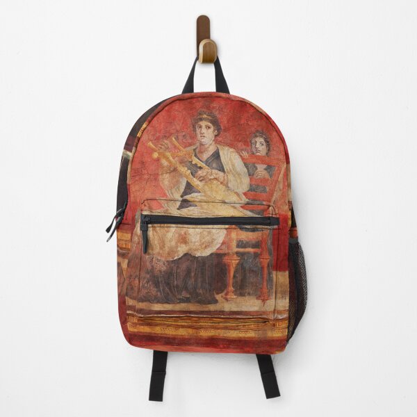 Item preview, SEATED WOMAN PLAYING A LYRE POMPEII ANTIQUE ROMAN FRESCO IN RED designed and sold by BulganLumini.