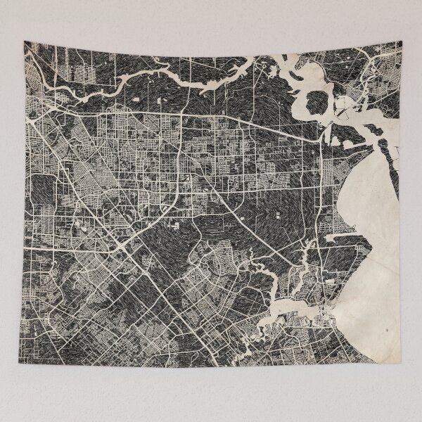Artikelvorschau, Pasadena map Texas Ink lines entworfen und verkauft von InkMaps.