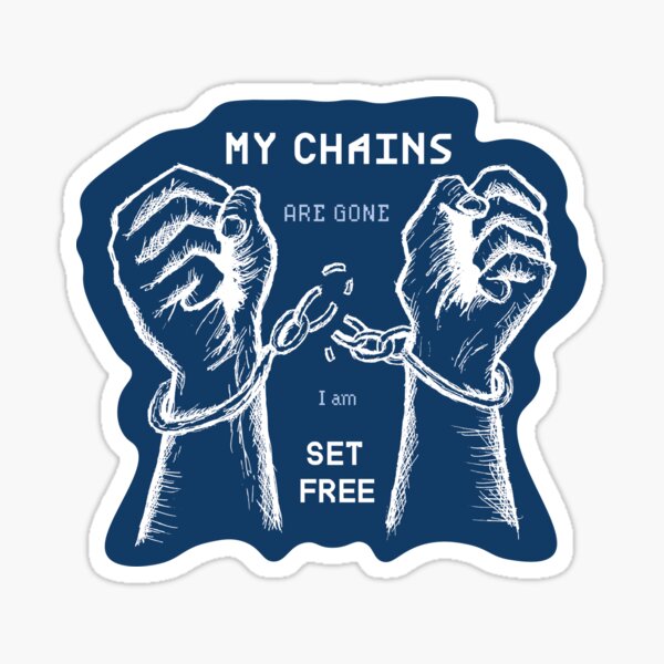 "My Chains are Gone Navy Sticker " Sticker for Sale by JesusJournals