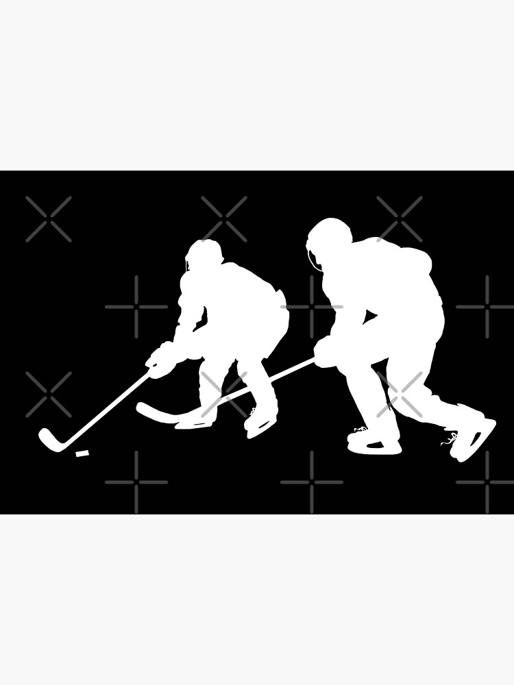 "Two Male Ice Hockey Players White Silhouette" Poster by ArleneHauck