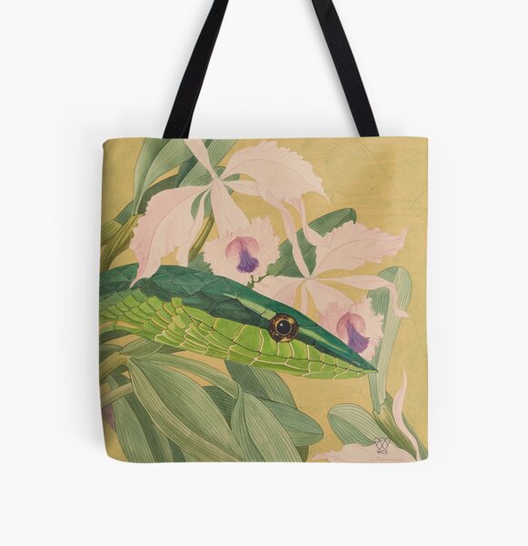 Green Vine Snake All Over Print Tote Bag