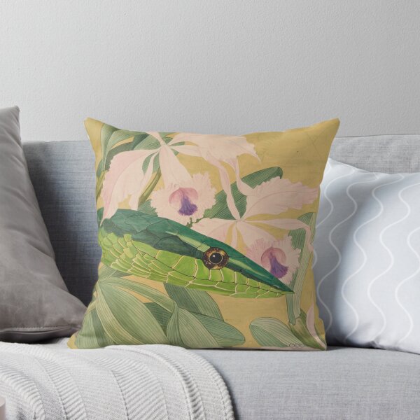 Green Vine Snake Throw Pillow