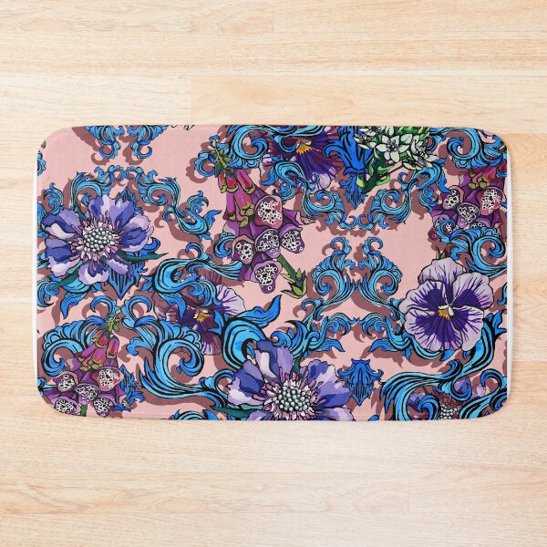 Item preview, pink scrolls and flower pattern designed and sold by ariellemorris.
