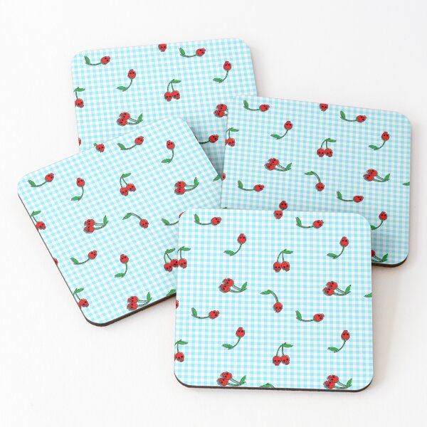 Item preview, cherry skulls on blue gingham  designed and sold by B0red.