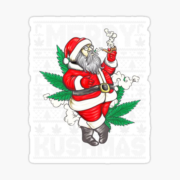 Sweat-shirt Père Noël Cannabis - Design Weed Barbe Et Verres à Ganja, Cadeau Fumeur