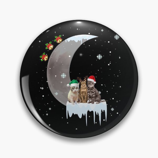 Aperçu de l'œuvre Chat Chapeau Père Noël Et Lune Noël créée et vendue par SarahHowley.