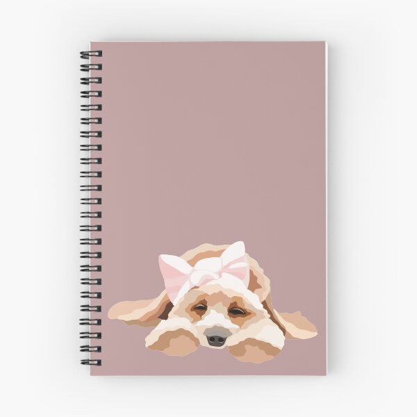 Item preview, Sleeping Cavadoodle Pink Bow Dog Portrait Digital Illustration designed and sold by sherylwylie.