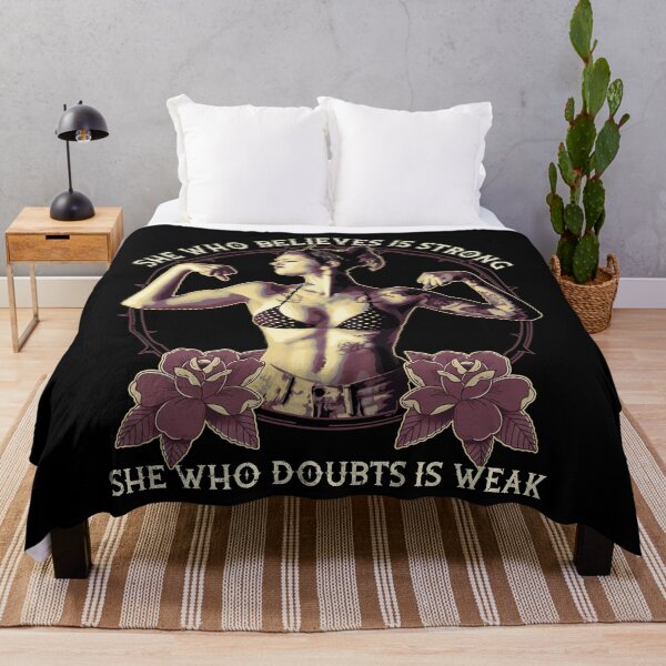 Item preview, She Who Believes is Strong, Tattooed Woman, Strength Design, Tattoo Shirt designed and sold by Proverbial Wisdom Design.