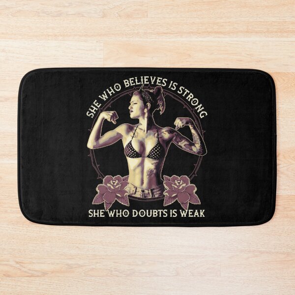 Item preview, She Who Believes is Strong, Tattooed Woman, Strength Design, Tattoo Shirt designed and sold by Proverbial Wisdom Design.