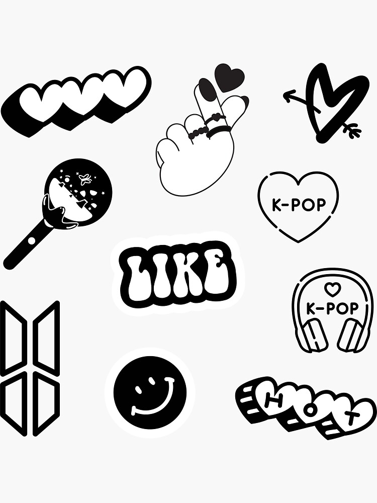 "Kpop fandom, Black and white aesthetic" Sticker for Sale by