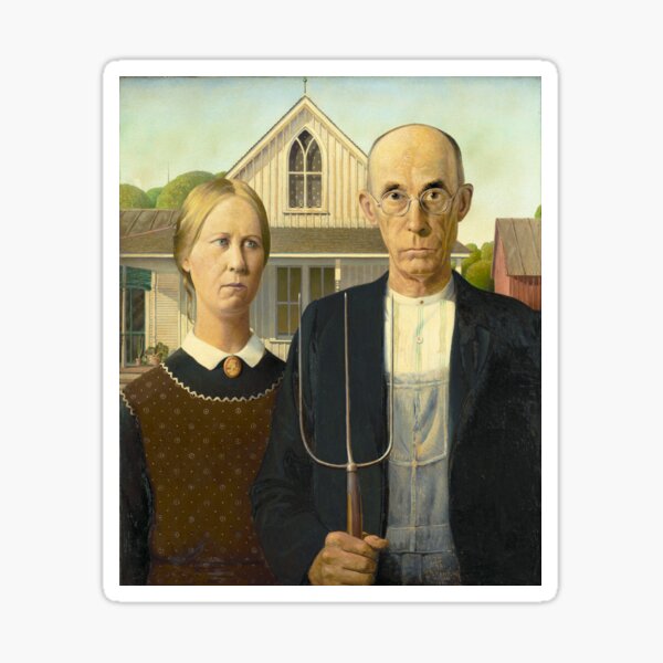 Item preview, AMERICAN GOTHIC Grant Wood High Definition Original American Gothic HD 1930 Print designed and sold by gologodesigns.