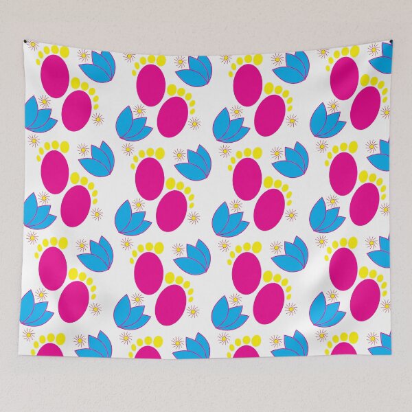Item preview, Colorful Baby Feet Baby Footprint Blue Floral Bright Sun Abstract Art designed and sold by Nisha Prabhu.