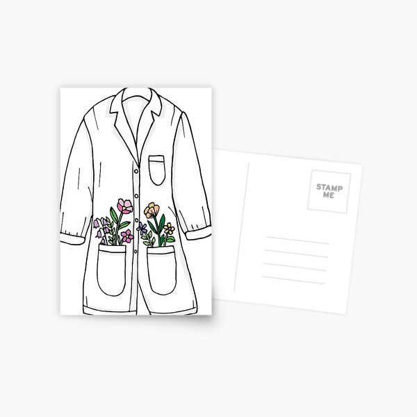 Lab Coat and Flowers Postcard