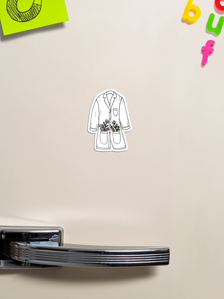 Thumbnail 1 of 3, Magnet, Lab Coat and Flowers designed and sold by julierorrer.
