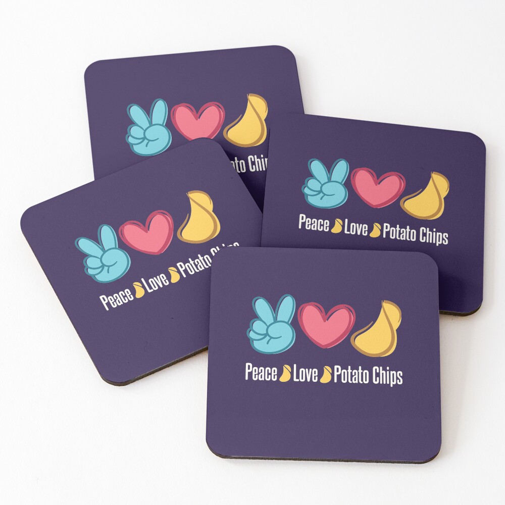 Peace Love Potato Chips Coasters (Set of 4)