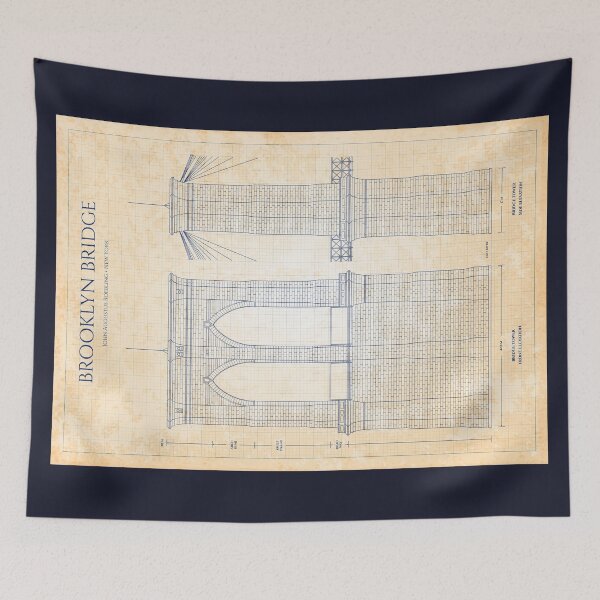 Item preview, Brooklyn Bridge (Old Blue Grid) Dark Blue Color designed and sold by BGALAXY.