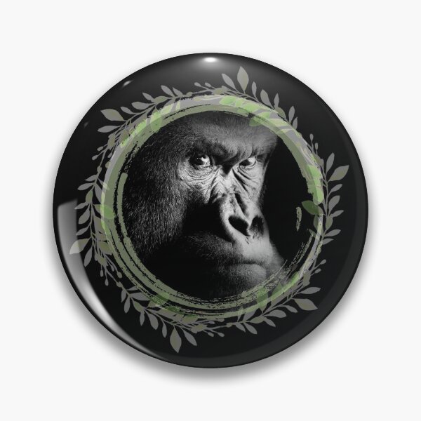 Item preview, Endangered Gorilla Portrait Leaves Circle Frame Design designed and sold by EarthArtDesigns.