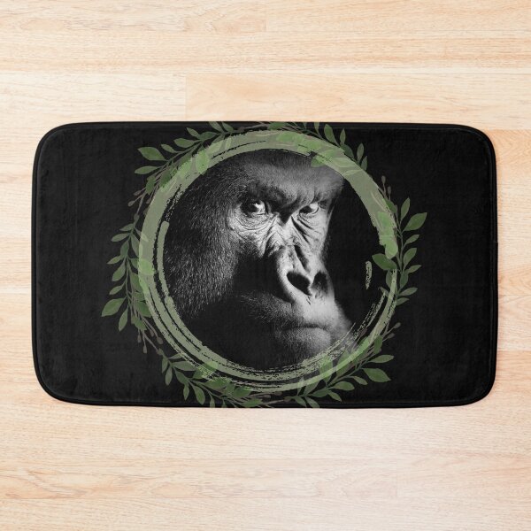 Item preview, Endangered Gorilla Portrait Leaves Circle Frame Design designed and sold by EarthArtDesigns.