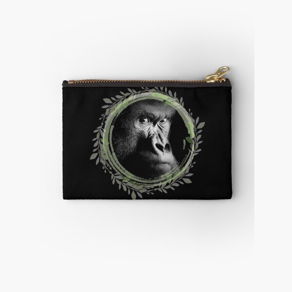 Item preview, Endangered Gorilla Portrait Leaves Circle Frame Design designed and sold by EarthArtDesigns.