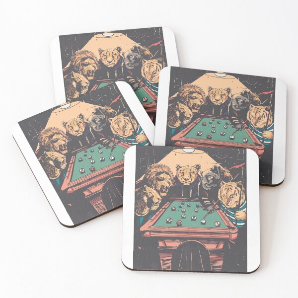 Item preview, Big Cats playing Billiard illustration , snooker music club designed and sold by TRIBExSPACE.