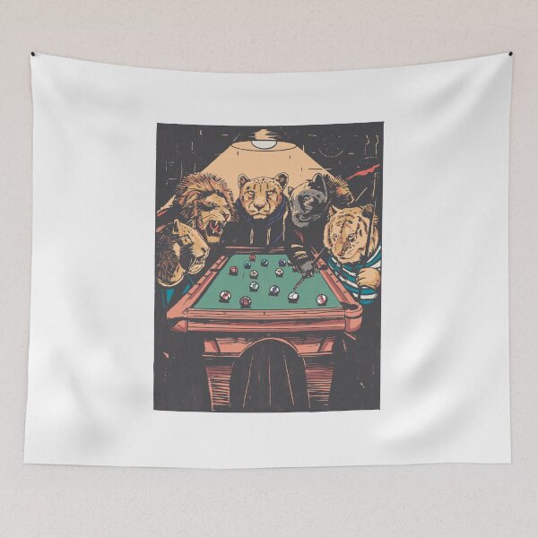Item preview, Big Cats playing Billiard illustration , snooker music club designed and sold by TRIBExSPACE.