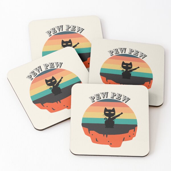 Item preview, Vintage Retro Black Cat Pew Pew ! funny cat pew pew Desing designed and sold by Earthjoys.