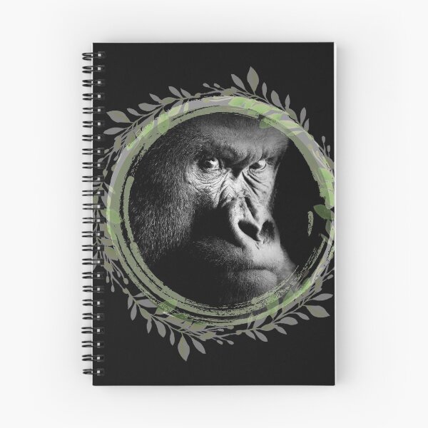 Item preview, Endangered Gorilla Portrait Leaves Circle Frame Design designed and sold by EarthArtDesigns.