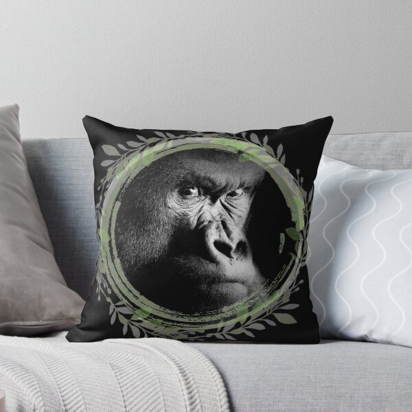 Item preview, Endangered Gorilla Portrait Leaves Circle Frame Design designed and sold by EarthArtDesigns.