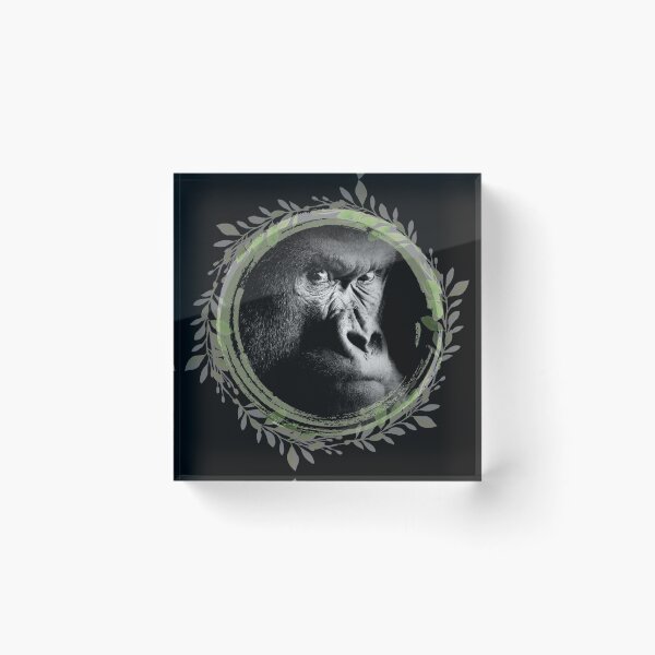 Item preview, Endangered Gorilla Portrait Leaves Circle Frame Design designed and sold by EarthArtDesigns.