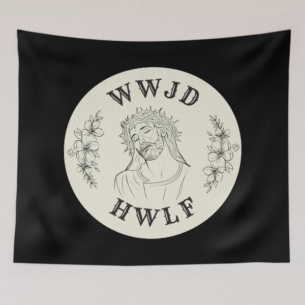 Item preview, WWJD and HWLF Jesus Sticker designed and sold by Cool Gal, Cool Cats.