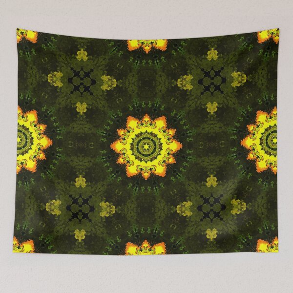 Artikelvorschau, Psychedelisches Kaleidoskop Gelbe und Grüne Blume entworfen und verkauft von WormholeOrbital.