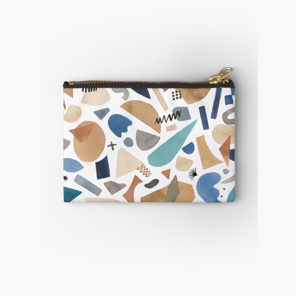 Item preview,  Geometric abstract print of pieces and shapes - Blue and ocher designed and sold by ninoladesign.