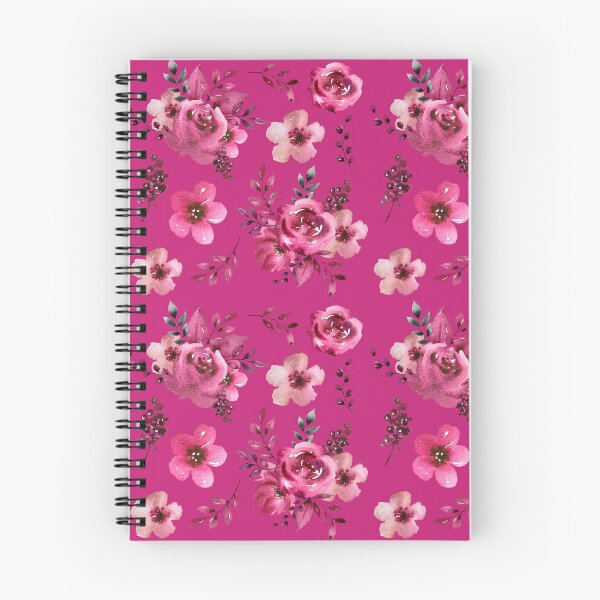 Item preview, Magenta pink floral spiral notebook designed and sold by 74tshirts.