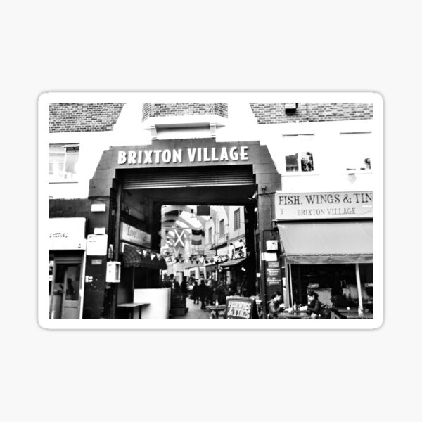Brixton Village Entrance - Black and White Sticker