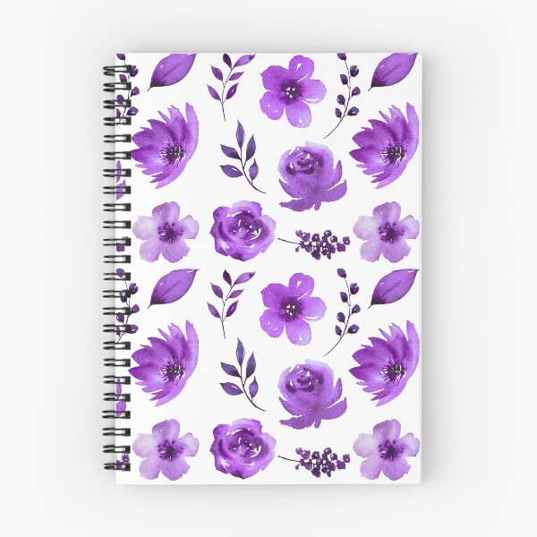 Item preview, White floral spiral notebook designed and sold by 74tshirts.