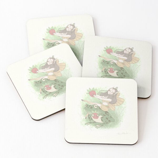 Item preview, Strawberry moth fairy and frog friend designed and sold by Shereen Keshvadian.