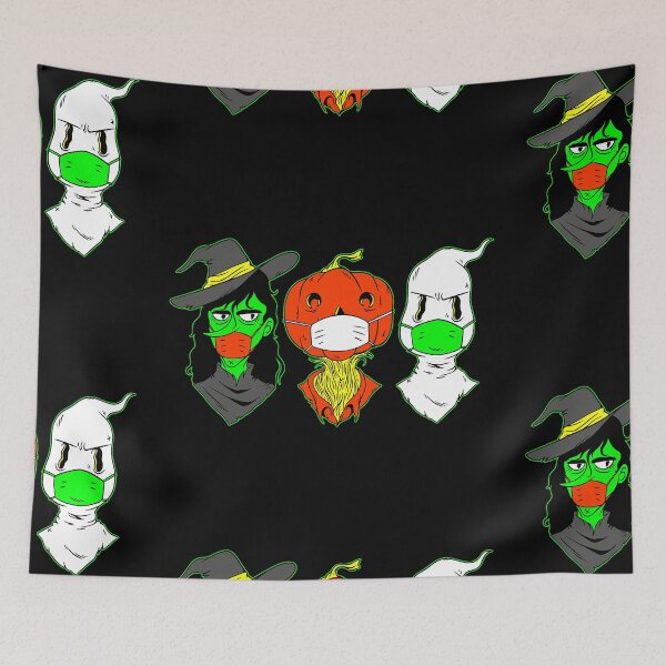 Item preview, halloween face mask pumpkin witch ghost designed and sold by Gossip Rag.