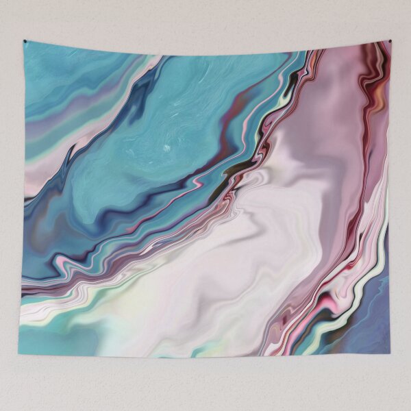Aperçu de l'œuvre Peinture abstraite rose et bleue créée et vendue par Mirandum.