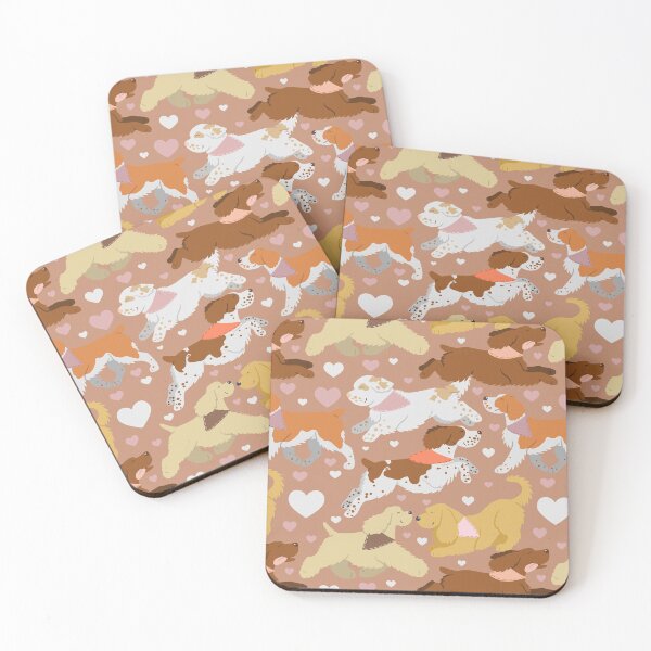Item preview, Spaniels in pink/brown designed and sold by animalartbyjess.