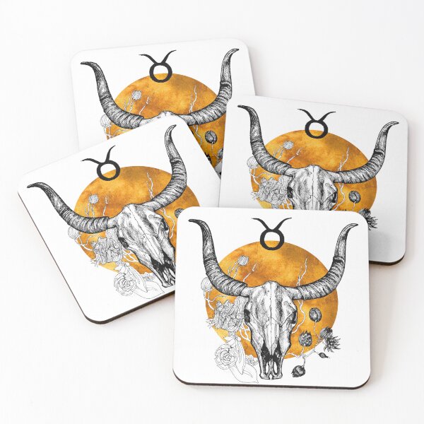 Item preview, Taurus Zodiac Signs, Bull Skull Ink Illustration designed and sold by ckparkerart.