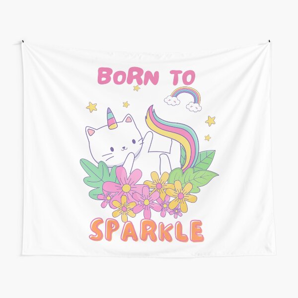 Artikel-Vorschau von Einhorn-Katzen-Cartoon Born to SPARKLE, designt und verkauft von Product  Stella.