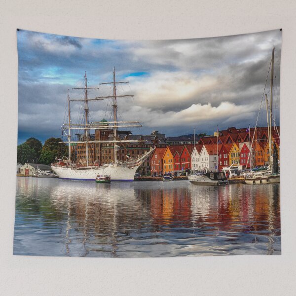 Item preview, Tall Ship in Bergen Harbor designed and sold by Kathy Weaver.