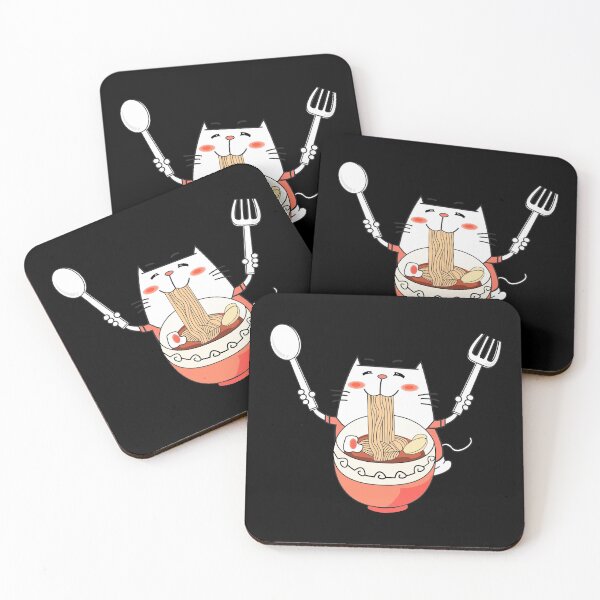 Item preview, Kawaii gato japonés comiendo nodos designed and sold by Fine Art California.