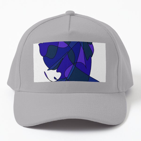 Abstract Lines And Curves In Blue Baseball Cap