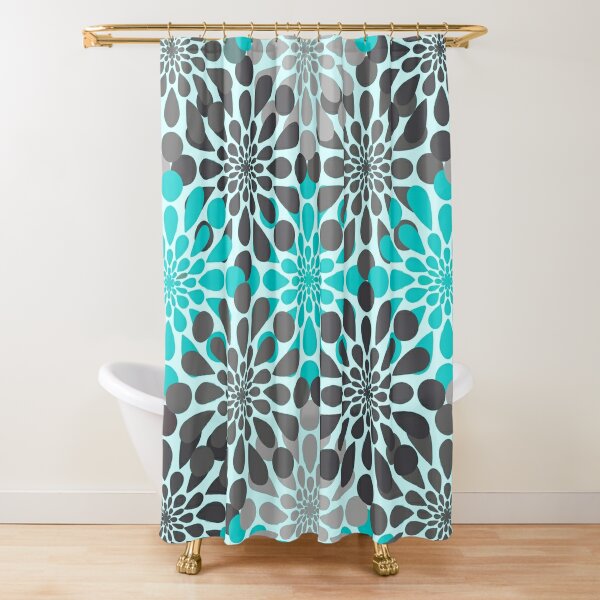 Teal and deals gray shower curtain