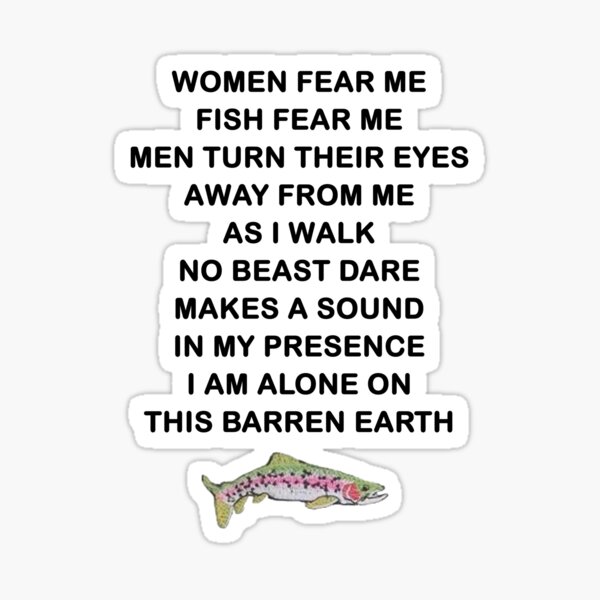 Vista previa del artículo con la obra «Las mujeres me quieren, pescado, me temen meme», diseñado y vendido por Merch-On.