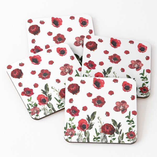 Item preview, Modern Red Flowers, Petals and Green Leaves designed and sold by Pavnud.